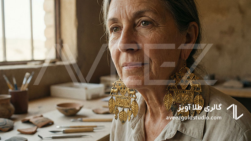 گوشوارههای باستانی سومری ساختهشده از طلا، نمونهای از نخستین گوشوارهها